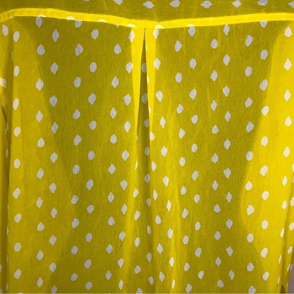 Medium Mudd Vibrant Yellow White Print Semi Sheer Button Up Long Sleeve - Picture 7 of 15
